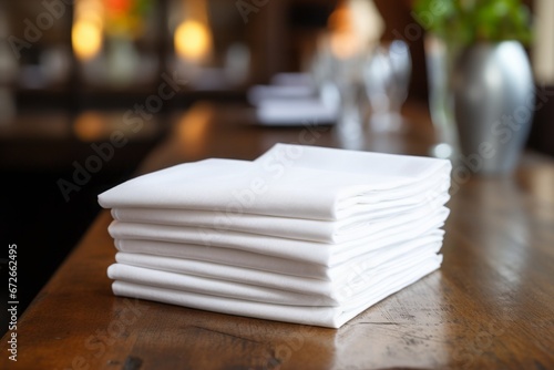 white clean neatly folded towels lie on the table.