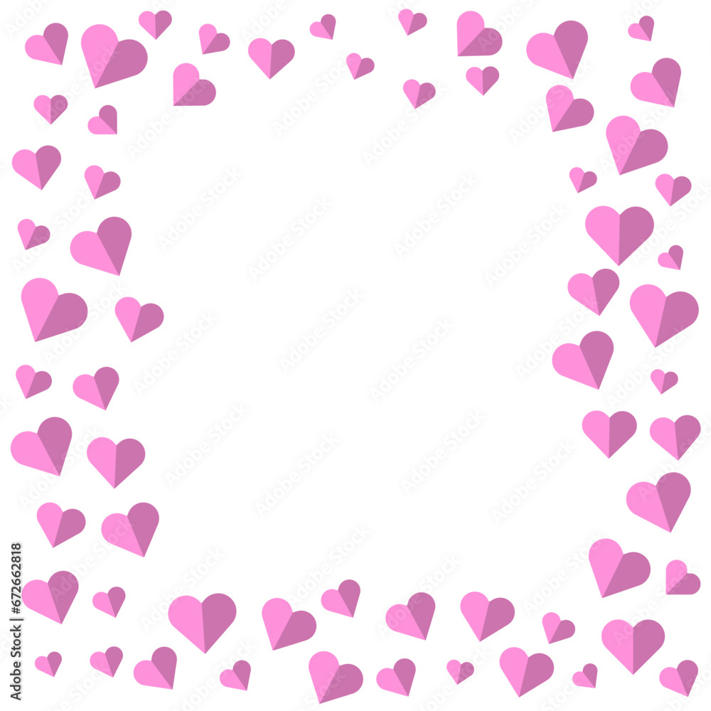 Flat frame of pink hearts decoration valentine's day love illustration Flat frame of pink hearts decoration valentine's day love illustration