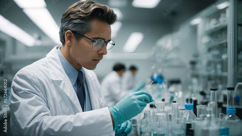 A scientist working in a laboratory. A scientist working in a laboratory.