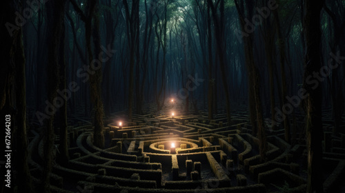 A labyrinth in the woods.