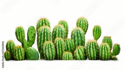 green cacti on white background.