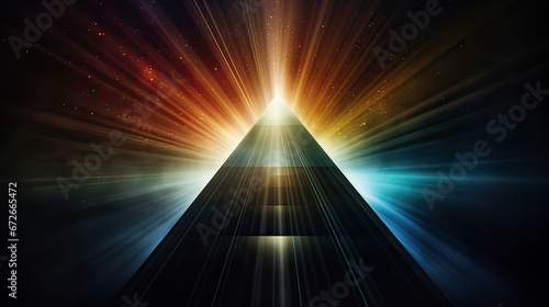 Rays of light refracting through a prism amidst darkness Ai Generative