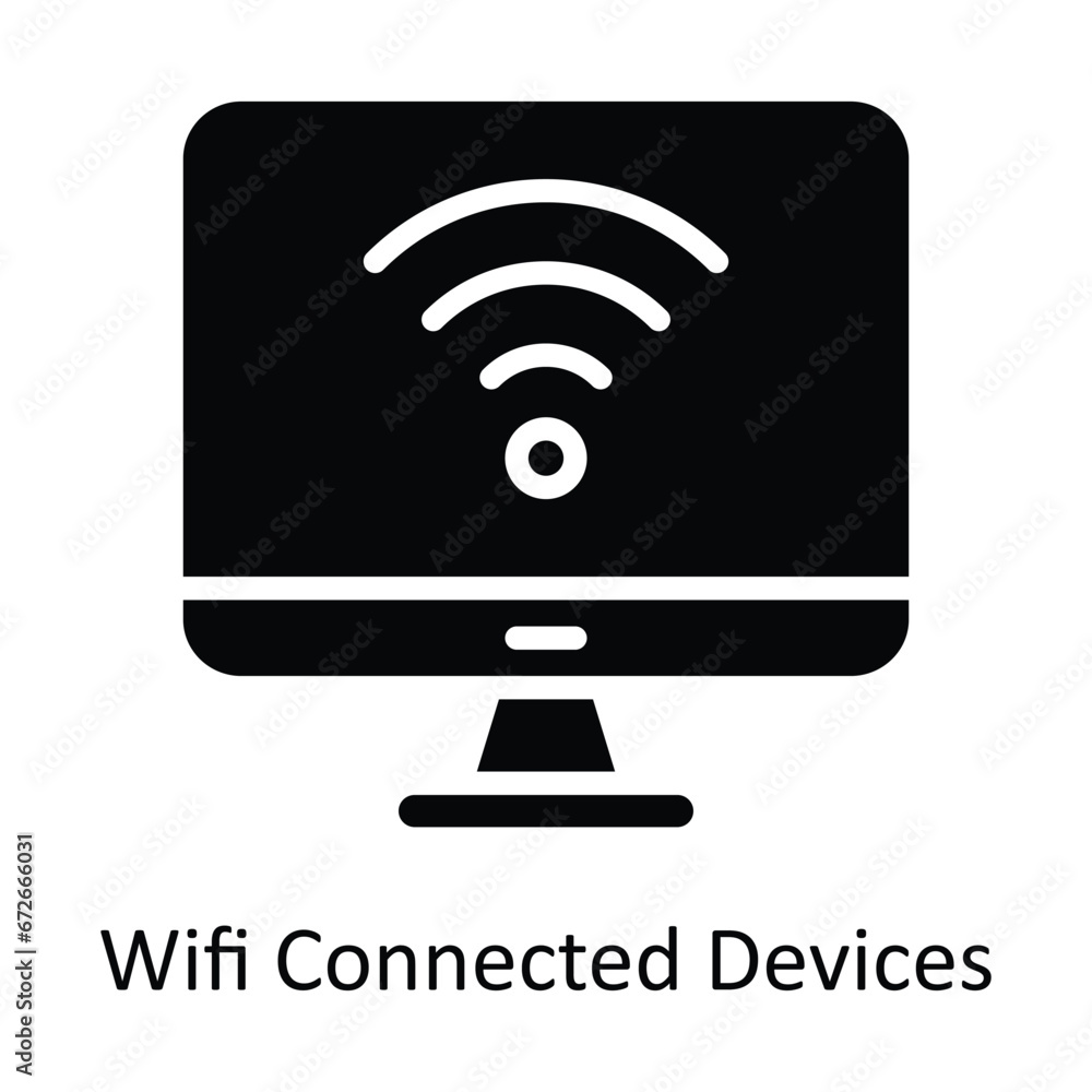 Wifi Connected Devices vector Solid Design illustration. Symbol on White background EPS 10 File Wifi Connected Devices vector Solid Design illustration. Symbol on White background EPS 10 File