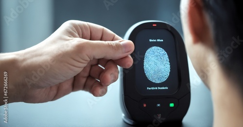 virtual fingerprint to scan biometric identity and access password thru fingerprints for technology security system and prevent hacker