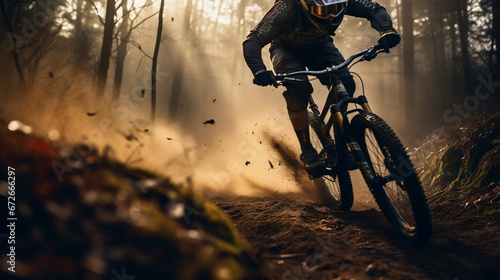 Mountain Bike rider on blurred motion mud dirt road © BeautyStock