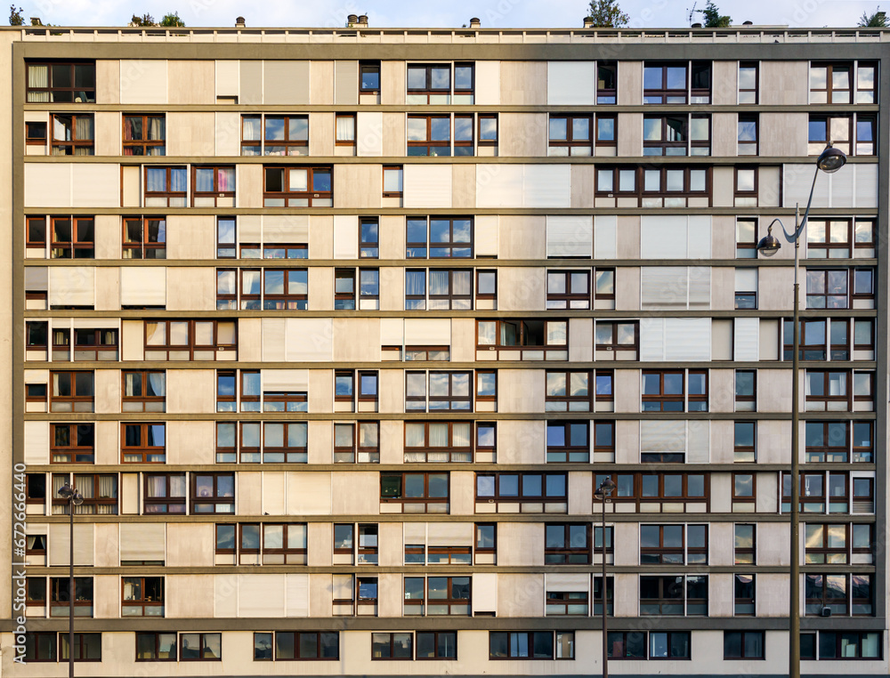 Facade of residential building in Paris, France. Facade of residential building in Paris, France.