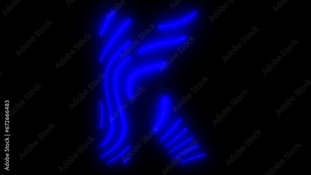 Letter K animated background with wave and neon style Letter K animated background with wave and neon style