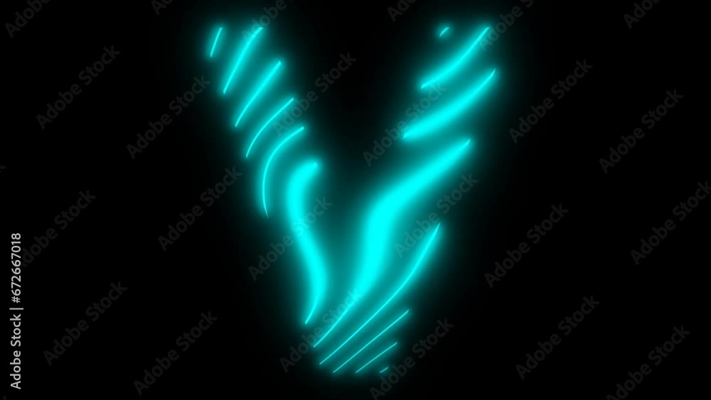 Letter V animated background with wave and neon style Letter V animated background with wave and neon style