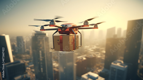 Delivery drone delivering package