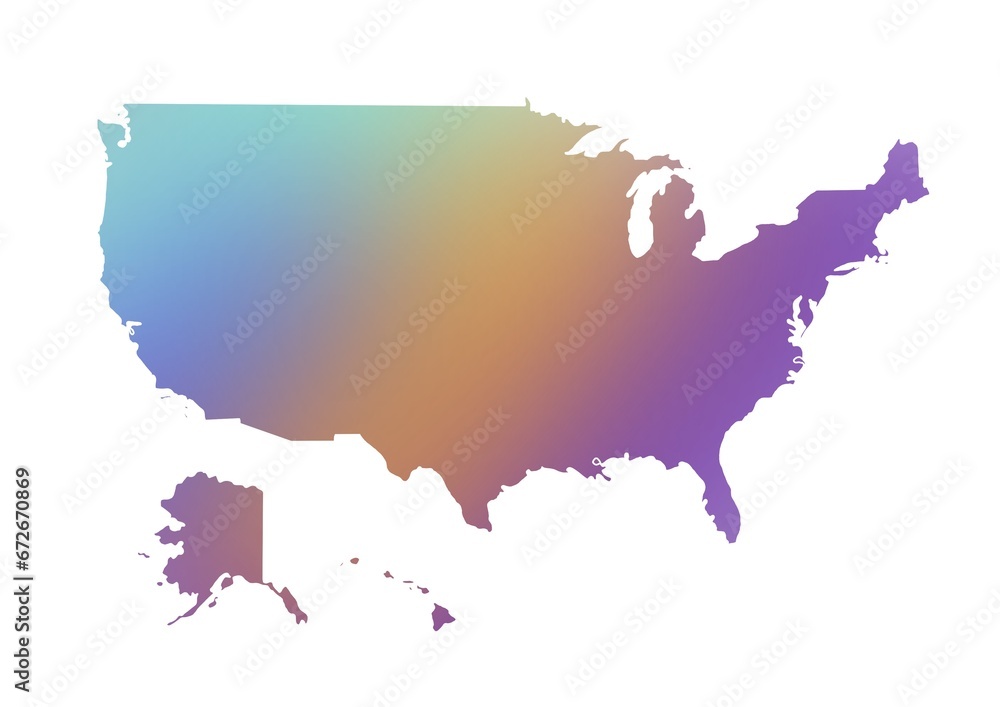 Obraz premium cartography US, map of the us coloured on white background clip art, united states of america map