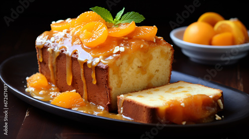 Mandarina loaf cake with mandarin caramel sauce