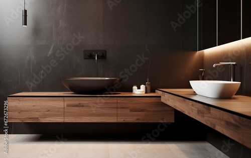 Sleek Dark Theme Bathroom Basin