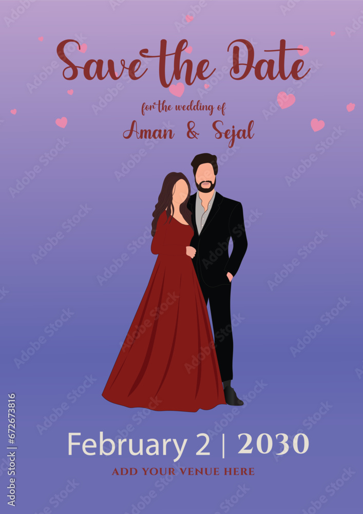 Indian Wedding Invitation Card Template, Save the Date, E-invite Stock ...
