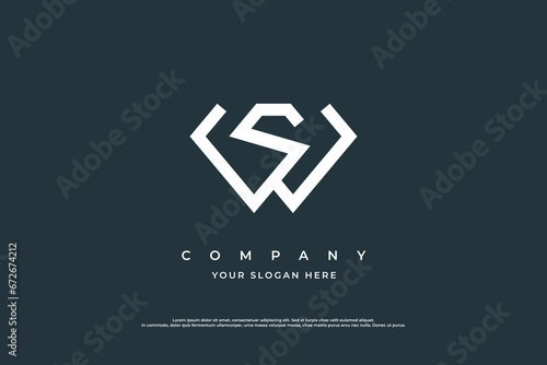 Stylish Initial Letter WS Logo or SW Logo Design Vector
