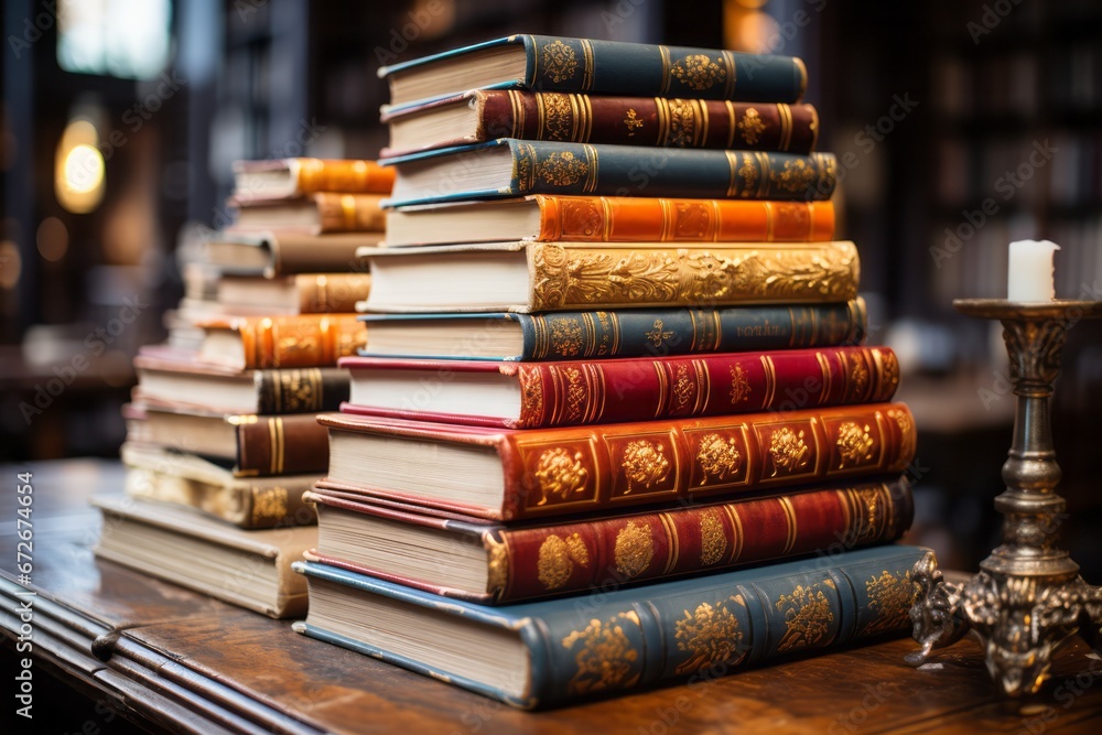 Book stack in the library room back to school concept. Book stack in the library room back to school concept.