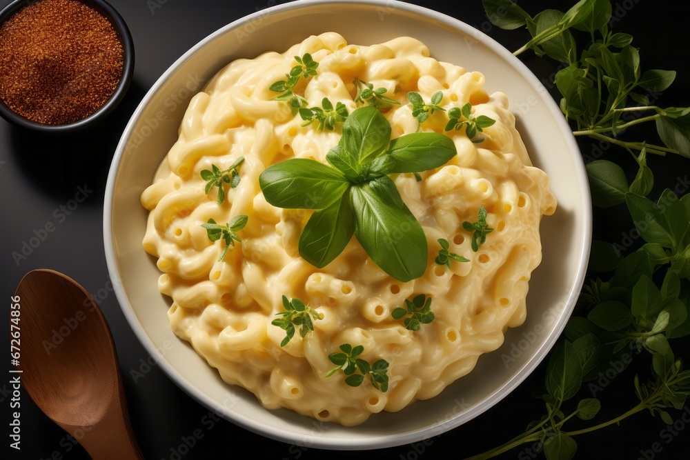 american style macaroni with cheesy sauce on bowl. american style macaroni with cheesy sauce on bowl.