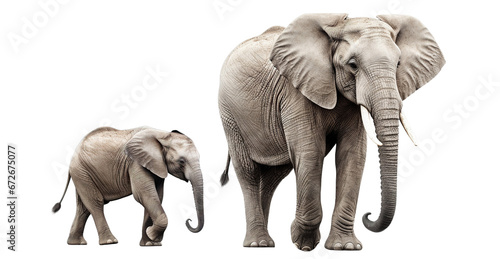 Big elephant and baby elephant, cut out © Yeti Studio