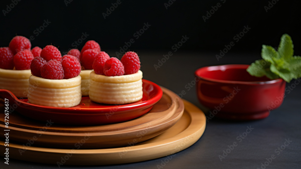 Mini pancake bowl with raspberries
