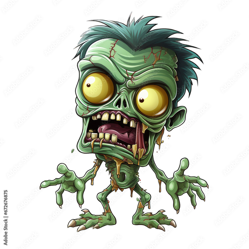 Cute Zombie in 3D Cartoon Style Isolated on Transparent or White Background, PNG Cute Zombie in 3D Cartoon Style Isolated on Transparent or White Background, PNG