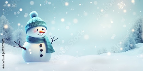 Snowman Christmas celebrating background concept featuring a festive and magical scene