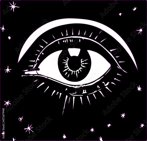 Obraz na plátně eye of the world illustration black white