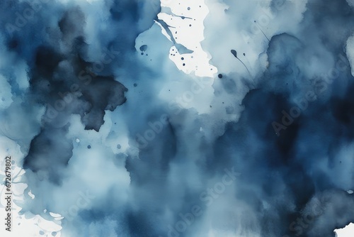 black blue abstract watercolor dark blue art background with space for design © ramses
