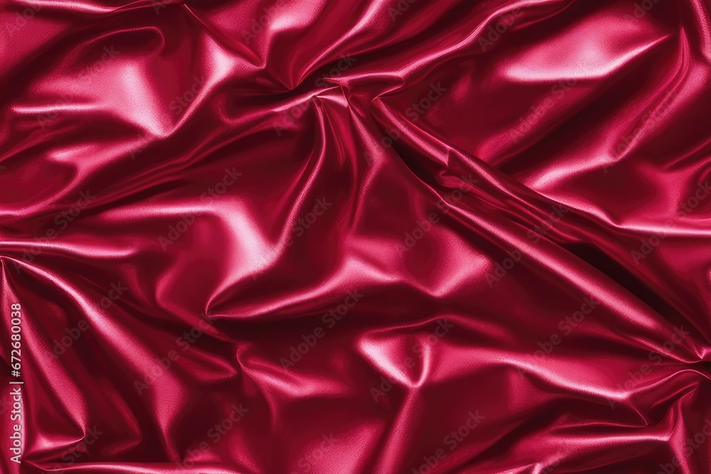 Obraz premium seamless dark ruby red wrinkled metallic foil christmas tissue wrapping paper sheet background texture
