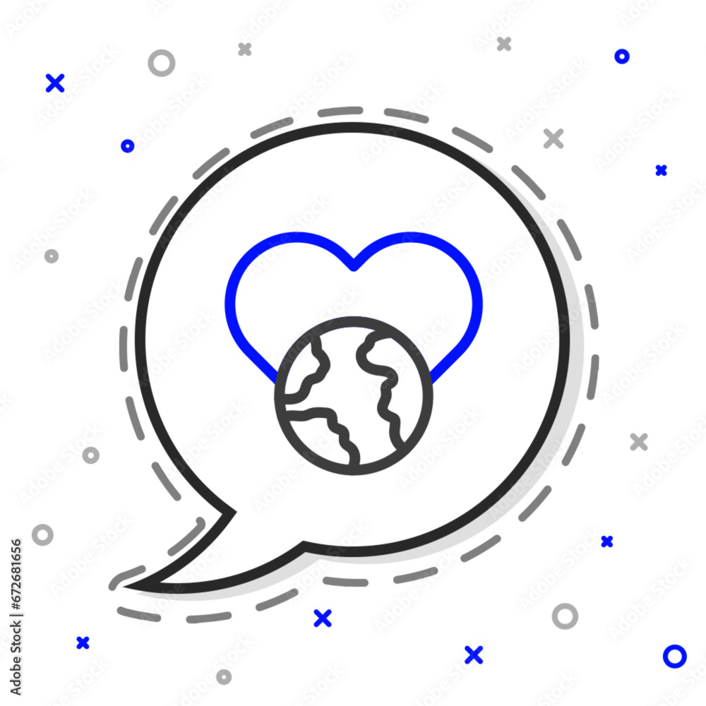 Line The heart world - love icon isolated on white background. Colorful outline concept. Vector Line The heart world - love icon isolated on white background. Colorful outline concept. Vector