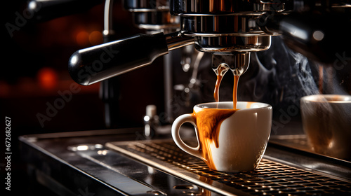 Delicious  aromatic coffee is prepared in the machine