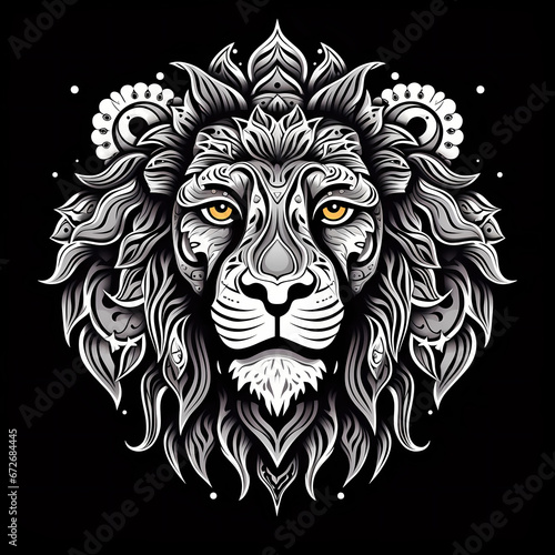 Lion Line art Black and White
