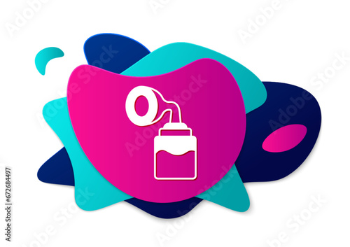 Color Breast pump icon isolated on white background. Abstract banner with liquid shapes. Vector