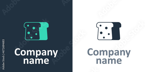 Logotype Bread toast for sandwich piece of roasted crouton icon isolated on white background. Lunch, dinner, breakfast snack. Logo design template element. Vector