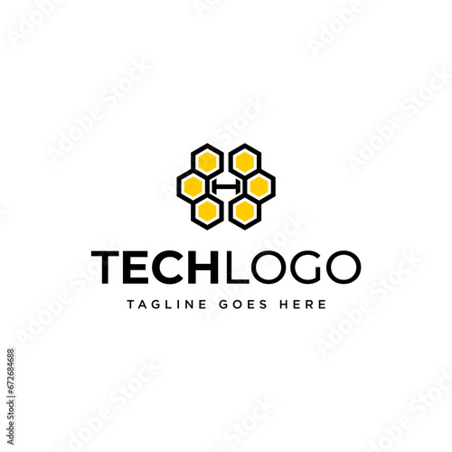 H letter bee hive logo vector icon