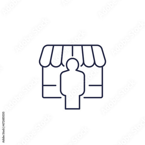 shop owner line icon on white