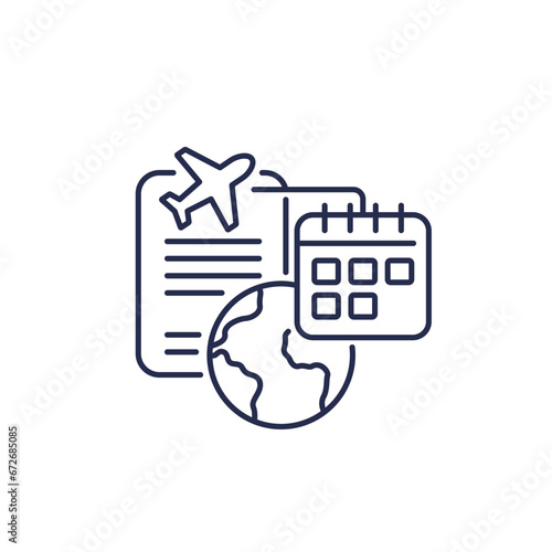 vacation or trip planning line icon