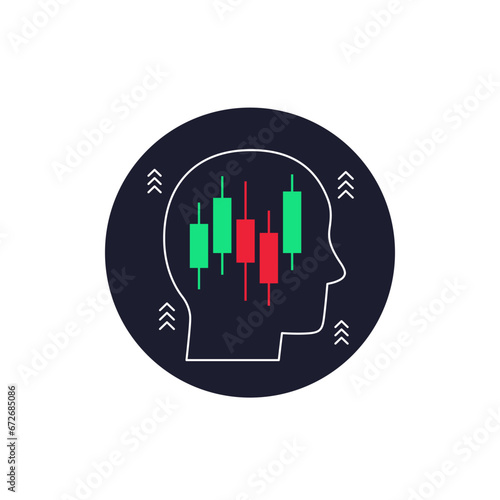 trader or stockbroker icon with candlestick chart
