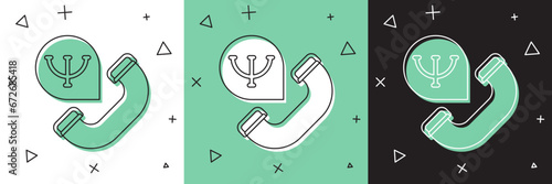 Set Online psychological counseling distance icon isolated on white and green, black background. Psychotherapy, psychological help, psychiatrist online consulting. Vector