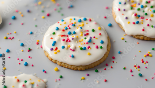 cookies with colorful sprinkles isolated with soft background