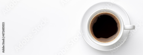 a cup of different coffee americano isolated on white background, top view