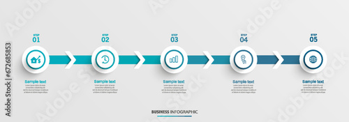 Business vector infographic template with 5 options or steps