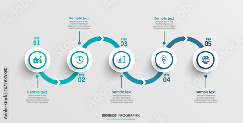 Business vector infographic template with 5 options or steps