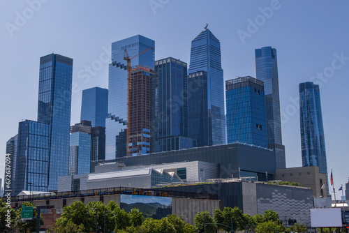 Skyline view of the Hudson Yards, as seen from the Hudson river, New York City, USA
