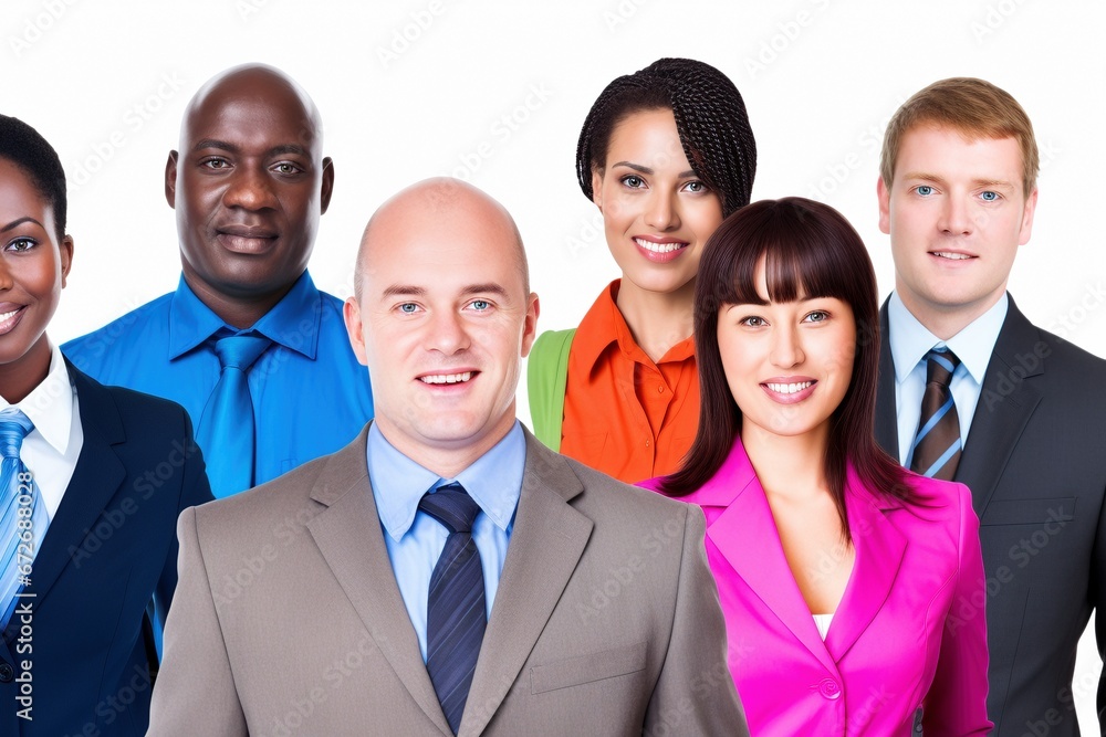 Building Success Together: A Multicultural Business Team, Smartly Dressed and Diverse in Age, Comes Together on a White Background to Create a Powerful Unity Building Success Together: A Multicultural Business Team, Smartly Dressed and Diverse in Age, Comes Together on a White Background to Create a Powerful Unity
