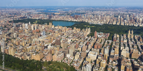 Helicopter view of Central Park and Upper West Side Manhattan, New York City, USA photo