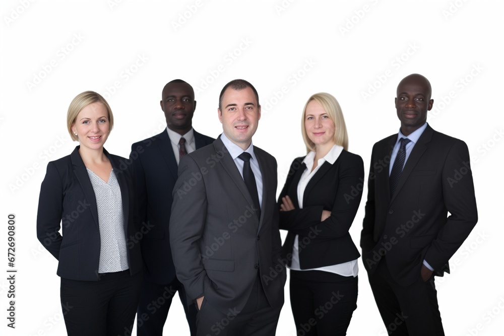 United by Purpose: A Multicultural Business Team, Including Both Youth and Experience, Stands Together on a White Background, Ready for Any Corporate Challenge United by Purpose: A Multicultural Business Team, Including Both Youth and Experience, Stands Together on a White Background, Ready for Any Corporate Challenge