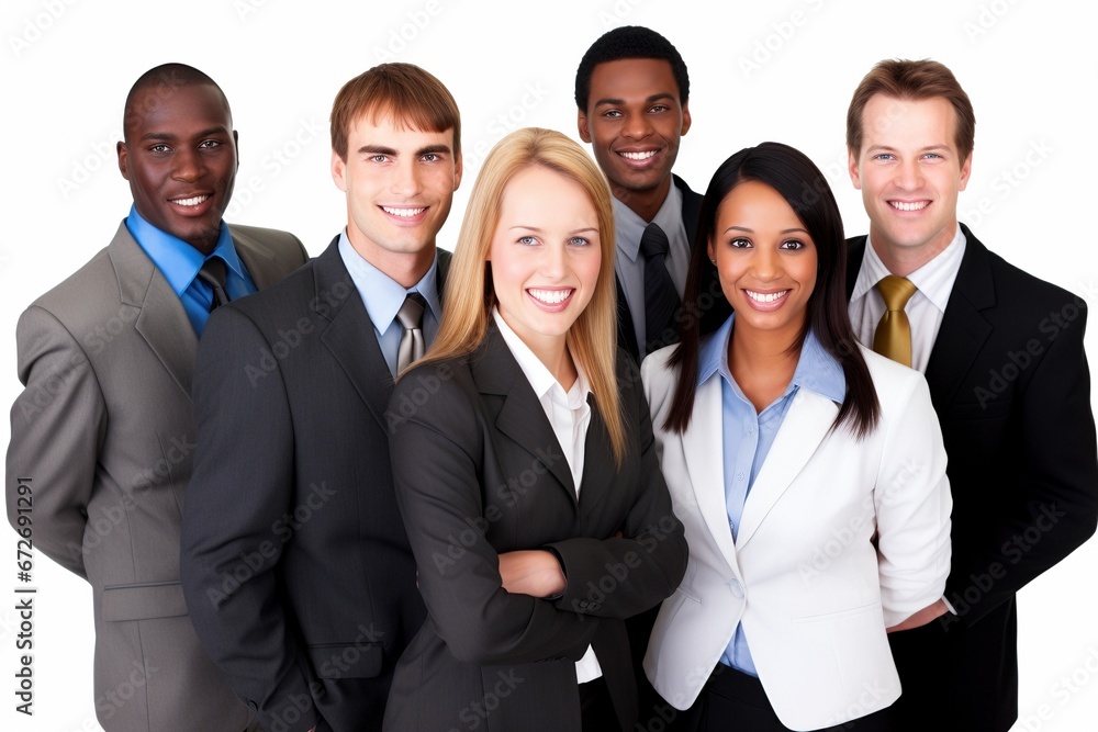 The Ageless Frontier of Success: A Multicultural Business Team, United and Smartly Dressed, Gathers on a White Background, Defying Age Barriers for Corporate Excellence The Ageless Frontier of Success: A Multicultural Business Team, United and Smartly Dressed, Gathers on a White Background, Defying Age Barriers for Corporate Excellence