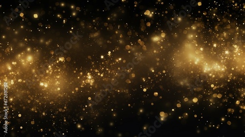 Abstract background with gold glowing stars and particle. © Jasmeen