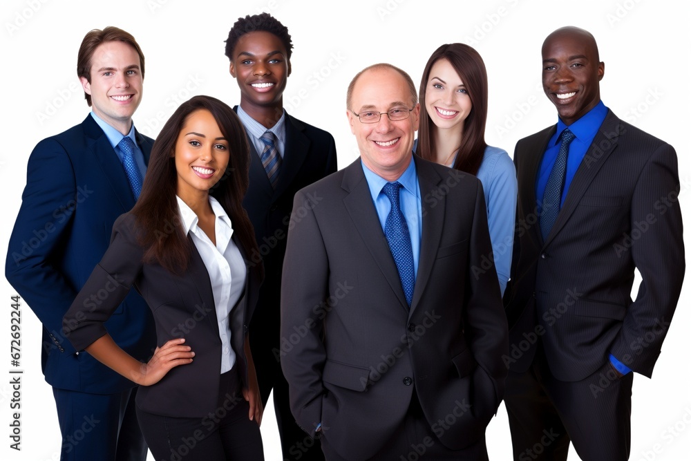 The Ageless Frontier of Success: A Multicultural Business Team, United and Smartly Dressed, Gathers on a White Background, Defying Age Barriers for Corporate Excellence The Ageless Frontier of Success: A Multicultural Business Team, United and Smartly Dressed, Gathers on a White Background, Defying Age Barriers for Corporate Excellence