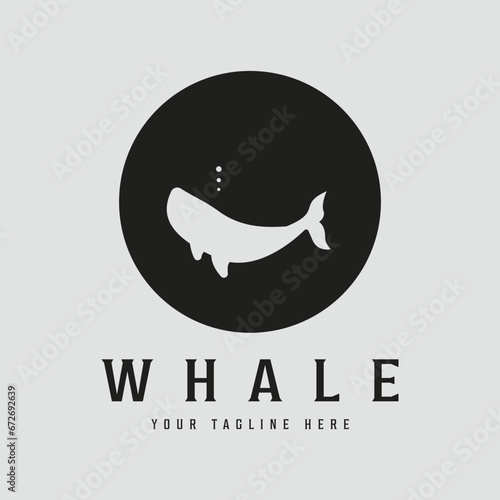 whale logo vector line art icon simple minimalist illustration design