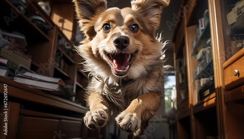 A cute puppy sitting, looking at camera, showing loyalty and friendship generated by AI © djvstock